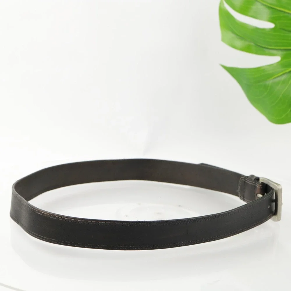 Timberland Mens Belt Size 36 Brown Leather Work Casual Adjustable Buckle Logo